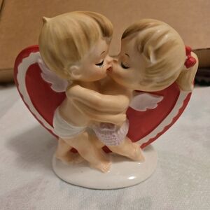 Lefton Cherub Figurine with Red and White Heart